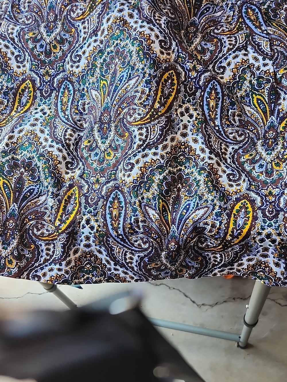 J. Crew Paisley Circle Skirt in Blue, Yellow, Brown & Cream
